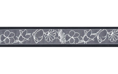 Organza 25 mm wit met bloemen print