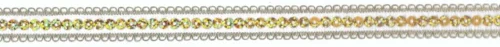 103 Open draad band roze 15 mm met in het midden goudkleurige pailletten en aan de zijkanten een goudkleurig randje.