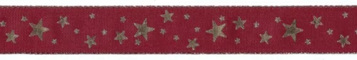 86 lint 25 mm bordeaux rood met gouden sterren
