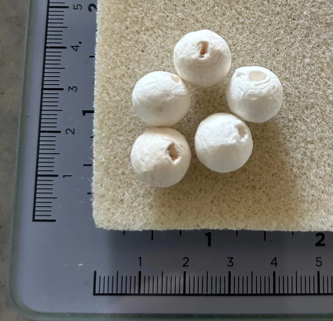 Witte geperste watten ballen van 1 cm en 2 cm voor het knutselen van poppetjes bij De Kralenhoek